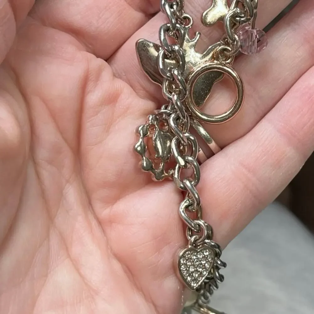 Betsey Johnson Love Me Chihuahua Dog Bone Heart Charm Bracelet Rare Rose Gold‎